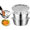 Generic Set Di Ciotole Per Mescolare In Acciaio Inox - Lavapasta E Riso Per Insalata | Cestello Per Lavare Le Verdure Di Grande Capacità Con Scolapasta E Grattugia, Scolapasta Multiuso Per Lavello Da Cucina