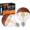 KOOYWAN LED G95 E27 Lampadina a Filamento 6w Testa Specchio Marrone 2700K Bianco Caldo Corona Dorata Half Chrome Shadeless Lampadina Confezione da 2
