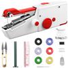 nllkii Macchina da Cucire Portatile Mini Macchina Da Cucire Elettrico Portatile Kit per Principianti, Doppia Alimentazione, Batterie/USB, Adatto Riparazione Rapida Per Vestiti Fai Da Te Viaggi(Rosso)