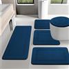 chakme Tappetino da bagno 5 pezzi, blu navy, tappetino da bagno antiscivolo | Assorbente tappetino da bagno, schiuma di memoria di forma shower opaco, lavabile macchina stuoia doccia uscita