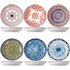 ZPPLD Piatto Portata in Ceramica,Piatti Colorati in Porcellana per 6 persone,Piatti Set,Stoviglie Per Lavastoviglie E Microonde, Pasta,Piatto Per La Colazione,Stile BohéMien Classico (23cm)