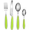 EXZACT Posate Acciaio Inossidabile con Manici di Colore 24 PZ - 6 Forchette, 6 Coltelli Cena, 6 Cucchiai Cena, 6 Cucchiaini (Verde x 24) .(EX07 Set)