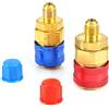 Dioche AC 134a HiR134a Set Connettori Attacco Rapido per Auto - Adattatori in Ottone per Collettore AC HVAC Lato Alto e Basso - Facile Connessione e Disconnessione con Manopole Codificate a Colori -