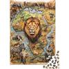 pSjDkMvHfRbLz Mappa Leone Africano Puzzle 1000 Pezzi Puzzle per Adulti Carta Animali Selvatici Geografia Gioco di Puzzle 1000 Pezzi Relax Casa Regalo 70x50cm/1000pcs