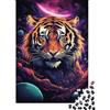 XRUGTKIHZTWF Tigre Cosmica Puzzle 1000 Pezzi Carta per Adulti Galassia Fantastica Relax Concentrazione Puzzle per Famiglia Decorazione Regalo 38x26cm/1000pcs