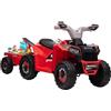 HOMCOM Quad Elettrico per Bambini con Rimorchio 6V per 18-36 Mesi Rosso