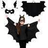 JSRHEEM Set Mantello da Pipistrello Halloween per Bambini - Mantello da Pipistrello + Maschera + Fermacapelli - Perfetto per Feste di Halloween Spaventose, Carnevale, Giochi di Ruolo(XL)