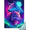 XRUGTKIHZTWF Lupi Aurora Boreale Puzzle 1000 Pezzi Carta per Adulti Scena Notturna Gioco Famiglia Relax Concentrazione Decorazione Regalo 38x26cm/1000pcs