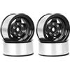 KINGCOO 4 ruote in lega di alluminio da 1,55 pollici, cerchioni esagonali da 12 mm, ricambio per pneumatici da 1/10 1/12 1/18 RC Crawler Auto 1,55 pollici (5 raggi, nero)