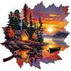 CHARMIBLE Puzzle in legno per adulti, 230 pezzi, paesaggio autunnale, puzzle in legno, irregolare e unico, a forma di animale, regalo di Natale per amici (34 x 32,7 cm)