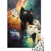 XRUGTKIHZTWF Gruppo di Gatti Colorati Puzzle 1000 Pezzi Carta Puzzle per Adulti Stile Galassia Gioco di Puzzle 1000 Pezzi Relax Decorazione Famiglia Regalo 38x26cm/1000pcs