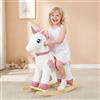 FUNLIO Cavallo a dondolo unicorno per neonati, Cavallo a dondolo unicorno fatata arcobaleno per bambini 3-6 anni, Animale a dondolo imbottito, Facile da assemblare, Certificato CPC - Grande