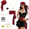 DTOFOOT Set di accessori per costume da pirata per uomo e donna | Set di accessori per costume da pirata e accessori da pirata per carnevale, costume da pirata da uomo e donna
