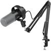 FIFINE K688 Kit microfono podcast, microfono dinamico USB/XLR con braccio braccio per mixer PC/XLR, microfono da gioco con pulsante mute, jack per cuffie per voce, voice-over, streaming, registrazione