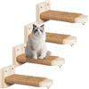BAIFULAI Set di 4 scale per gatti da parete: parete da arrampicata per gatti in legno massiccio di gomma, set di scalette per gatti, gradini da parete per divertirsi ad arrampicarsi e riposarsi rilassati a