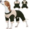 Kuoser Pigiama intero per cani con 4 gambe, maglione per cani in caldo pile per cani di taglia media, morbido body invernale elasticizzato per cani con cerniera sul collo e coulisse regolabile, verde
