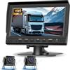 NHOPEEW Kit telecamera posteriore per auto - Schermo da 7 pollici con doppia telecamera impermeabile 1080P, registrazione in loop, linea di retromarcia, telecamera posteriore per auto + scheda TF da 64G