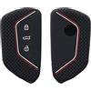 kwmobile Custodia Coprichiave Compatibile con VW Golf 8 con 3 tasti Cover - Copri Telecomando Chiave Auto - Copri Chiavi Macchina nero / rosso / bianco