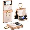 COQUE Samsung Z Flip 4 Custodia per Telefono,Magnetico Pieghevole Albero Phantom Ring Shell,Custodia per Samsung Galaxy Z Flip 4 5G,Oro rosa