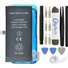 OnlyTech - Batteria di ricambio Premium per iPhone 12 Mini - Capacità 2227 mAh, qualità identica (Chip TI) - Kit 15 Strumenti e adesivo schermo inclusi