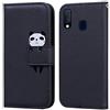 Ailisi Cover per Galaxy A40, Black Flip Cover Cartoon Cute Panda Custodia Protettiva Caso Libro in Pelle PU con Portafoglio, Funzione Supporto, Chiusura Magnetica - Panda, Nero