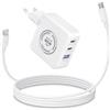AKELON 65W Caricatore USB C Ricarica Rapida GaN Caricabatterie | 3 Porte, PD 3.0, PPS, Compatibile con MacBook Pro/Air, Lenovo Dell HP Asus Laptops, iPhone 17 16, iPad, Galaxy S26 S25, Pixel 10 9 8