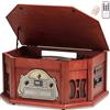 ORCC Giradischi 10 in 1, nostalgico per dischi in vinile con Bluetooth, 2 altoparlanti integrati, CD, cassetta, radio AM/FM, USB, slot SD, telecomando