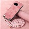 YANJIEER ESONG Cover per Google Pixel 9A Case con Cordino Cinturino,Custodia In Pelle Caso per Donna ragazze Con Tracolla Collana,Catena Laccio Case,Ultra Sottile Antiurto Shell Rosa