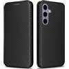 KOGENG Custodia per Samsung Galaxy A25 5G, con scomparto per carte di credito, blocco RFID, fibra di carbonio, struttura magnetica, per Samsung A25 5G Case Cover (nero)