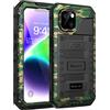 Beeasy Cover per iPhone 14 IP68 Impermeabile Custodia Militare Antiurto Resistente 360° Metallo Armor Protezione Schermo Integrata Rugged Robusta Indistruttibile Subacquea Antipolvere Mimetico