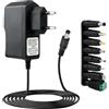 Diconu Alimentatore 6 V 2 A, adattatore CA 230 V a DC 6 V 2000 mA | 1000mA 500mA 5.5*2.1mm con 8 spine rimovibili multipli, caricatore AC/DC 100-240v 50-60hz per LED Router CCTV e Dispositivi