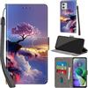 PHINIENLAND Cover per Motorola Moto G54 5G custodia portafoglio Alberi | 3 scomparti carte, 1 tasca banconote, Chiusura magnetica, Supporto, Pelle PU flip cover per Moto G54 Power