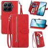 Fertuo Cover per Xiaomi 17T Pro, Custodia a Libro in Pelle PU Flip Case con Porta Carte, Chiusura Magnetica e Cinturino [Disegni di Fiori] Portafoglio Interno Silicone Antiurto, Rosso