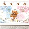 Hnmdmyi 1.8x1.2m Sfondo gender reveal orso palloncini blu o rosa He or She We Can Bearly Wait to See sfondo fotografico Rivelazione di genere torta festa decorazioni da tavolo striscione Photo Booth Props
