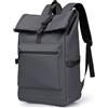 Kommodum - Zaino Rolltop Casual in Membrana PU impermeabile Borsa Porta PC 18-21L per Computer Portatile Uomo Tempo libero Scuola Lavoro Viaggio Grigio