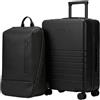 FEYNSINN Ryker Hybrid - Bagaglio a mano rigido con scomparto anteriore, in vero policarbonato, 55 x 40 x 20 cm, trolley da cabina con lucchetto TSA, 4 ruote, Nero , Kombi, Set da viaggio