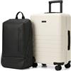 FEYNSINN Ryker Hybrid - Bagaglio a mano rigido con scomparto anteriore, in vero policarbonato, 55 x 40 x 20 cm, trolley da cabina con lucchetto TSA, 4 ruote, sabbia, Kombi, Set da viaggio