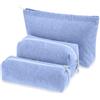 Hshenjhu 3 Pezzi Borsa Cosmetica in Velluto a Coste, Beauty Case da Viaggio, Borsa da Toilette per Donna, Portatile Trousse Trucchi con Cerniera, Organizer per Accessori da Donna
