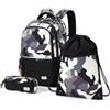 Amythe Set Zaini Ragazzo Scuola Medie - 11-17 Anni, Rientro a scuola | Set di 3: zaino scuola + zainetto a corda + astuccio. Leggero (650g). Impermeabile. Compatibile con trolley. Per PC 15,6