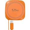 Kitbox Caricatore Wireless Magnetico 25W con Cavo USB C Retrattile, Base Ricarica Wireless Veloce Qi2.2 Per iPhone 17/16/15/14/13/12/Airpods, Caricatore Portatile per Samsung Galaxy, Google Pixel ecc,arancia