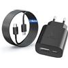 Sanronang 25W Caricatore USB C Caricabatterie per Samsung Galaxy S25 S24 S23 S22 S21S20 Ultra S10/Note20/A56 A55 A54 A36 A35 A34 A26 A25 A16 A05s, 2-Porto PD e QC3.0 Presa Carica Alimentatore con 2M Cavo