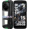 DOOGEERugged Fire 3 Max Rugged Smartphone Android 15, Doppie Luci Campeggio, UNISOC T7250, 8350mAh Telefono Indistruttibile, 32GB+256GB, 40MP+20MP+8MP Telefono Rugged, Widevine L1/NFC - Verde