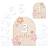 Xanewza Biglietti miliari in legno per bambini, pietre miliari da 1 a 12 mesi su eleganti dischi di legno come regalo per nascita/baby shower per donne incinte, future mamme