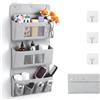 Huiguli Organizer da Appendere, Portaoggetti da Porta Salvaspazio | con 3 Strati e 7 Tasche, Borsa Portaoggetti in Tessuto Oxford 40x88 cm con 3 Ganci Adesivi per Bagno, Armadio e Camera
