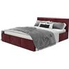 Muralo Letto Imbottito con Contenitore 180x200 cm - Rosso scuro | Letto matrimoniale o singolo con rete a doghe e vano contenitore, rivestimento in velluto resistente, testiera trapuntata,