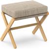 BAMBOOHOMIE Sgabello poggiapiedi pieghevole, moderno, con gambe a X in bambù e cuscino in schiuma spessa, sgabello pieghevole piccolo imbottito per camera da letto, soggiorno, sgabello da trucco
