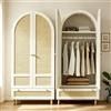 luckdect Armadio in rattan a 2 ante con cassetto, armadio e scaffali, armadio portaoggetti armadio, stile bohemien, armadietto semicircolare