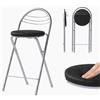 ZZINOKE Sgabello Bar Pieghevole, imbottito, non richiede montaggio, sgabello pieghevole portatile, adatto per cucine, bistrot, negozi ed eventi all'aperto, altezza seduta 61 cm, nero e argento