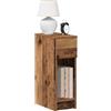 ZQQLVOO Comodino con cassetto effetto legno anticato, 20 x 36 x 60 cm, comodino con ripiano e cassetto per riporre oggetti, comò per camera da letto con supporto da parete, stabile