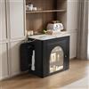 GYNGTLC Isola da cucina con ruote, tavolo da pranzo allungabile con piano rimovibile, carrello da servizio mobile, funge da credenza o tavolo da bar per cucina e sala da pranzo (nero), bianco + nero